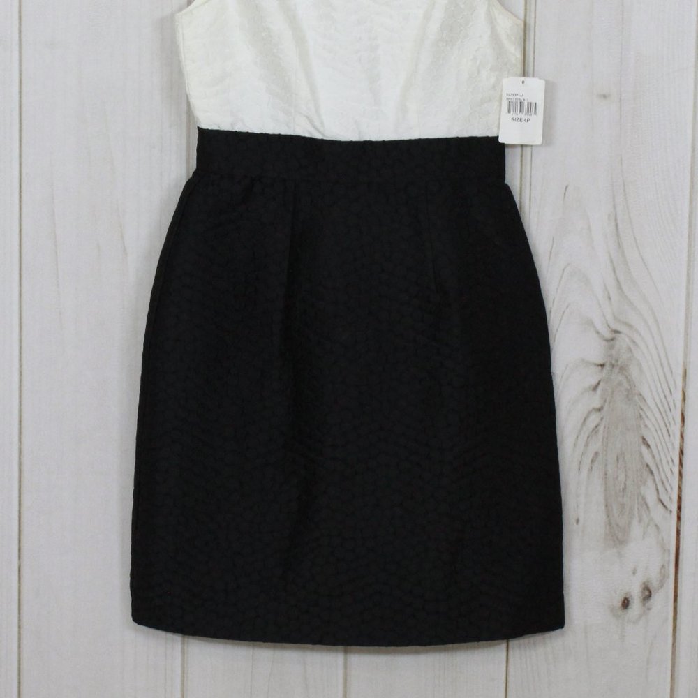 NWT! Ivy + Blue Maggy Boutique Black White Back Zip Textured Combo Dress Size 4P - Picture 3 of 12